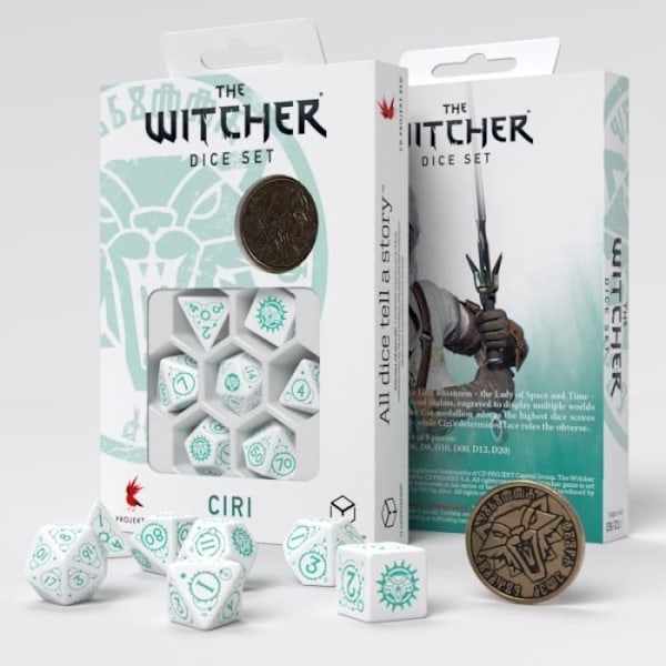 Q WORKSHOP - LOT OF 7 OF THE Witcher CIRI - LAG OM ÖVERRASKNING QWOWC Turkos, vit