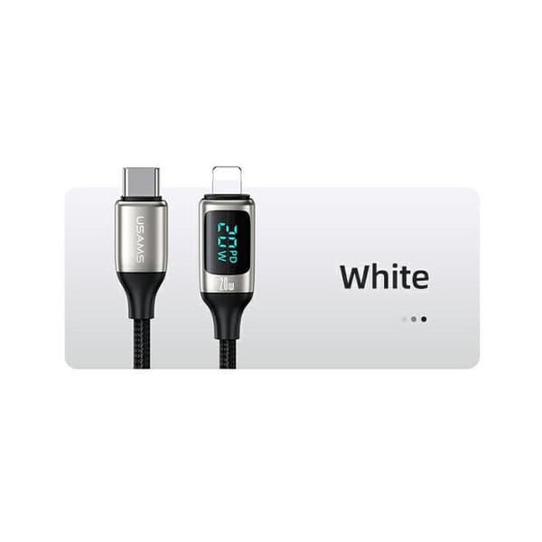 USAMS USB-C till Lightning-kabel 1,2 m, 20 W, snabbladdning, vit