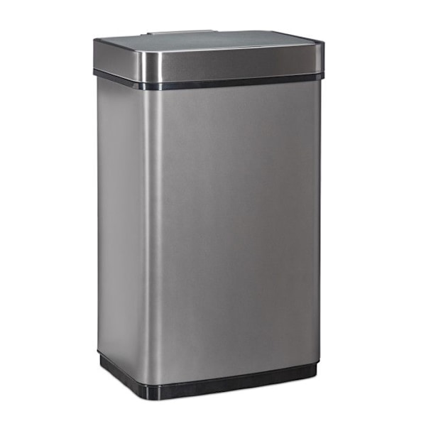 Relaxdays Soptunna med sensor 60l, för avfall, kök, rostfritt stål, rörelsesensor, batteri, grå silver, svart