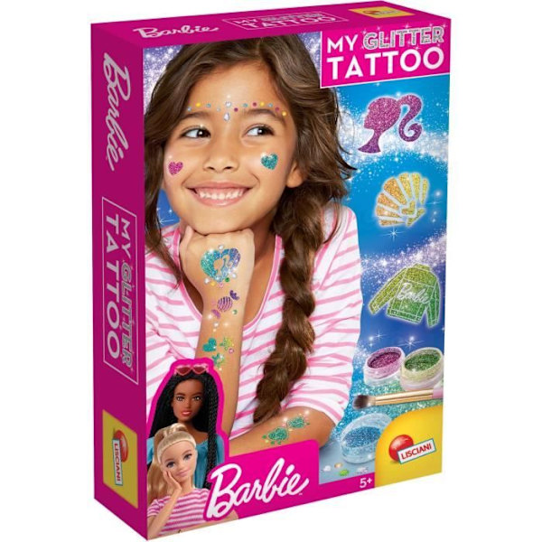 Barbie Glitter Tattoo Kit - LISCIANI GIOCHI - Skapa färgglada, glittrande tatueringar Flerfärgad