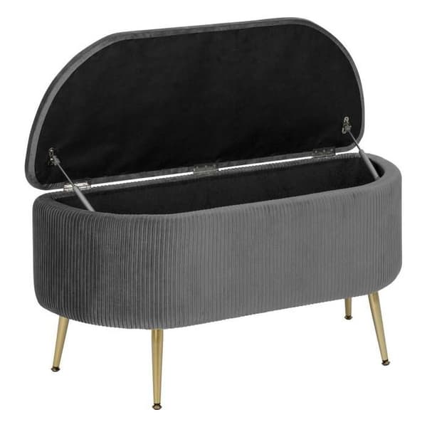 Banc coffre i grått velour Solaro 100x40cm Grå