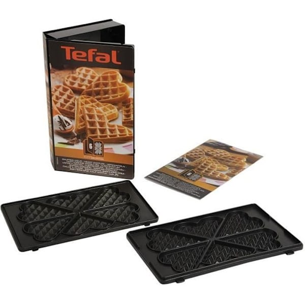 TEFAL - Snack Collection - Set med 2 Heart Wafer tallrikar - Svart - Kompatibel med diskmaskin - 750 Watt