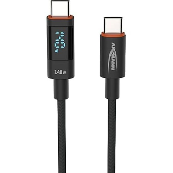 Laddkabel - ANSMANN - USB Typ C - 120 cm - Snabbladdning - LED-display