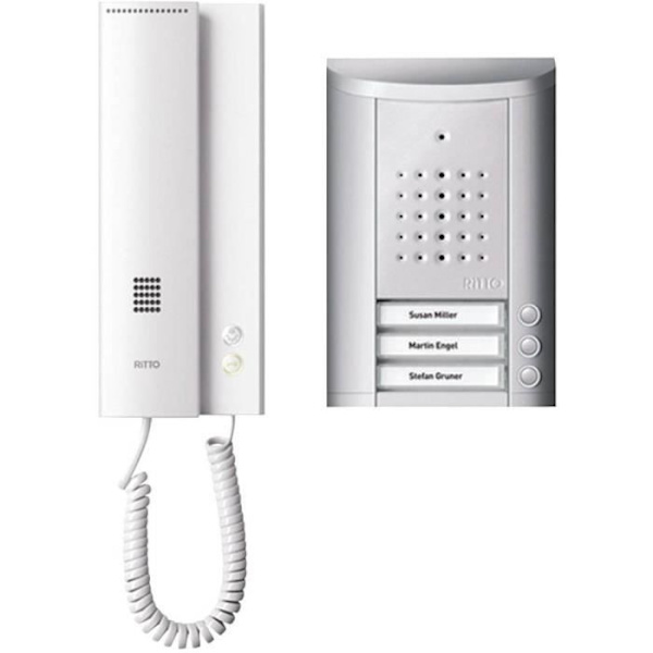 Intercom med sladd - Schneider - Ritto 1841320 - 3 hushåll - Justerbar volym - Besöksminne Silver, Vit