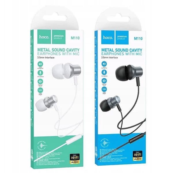 In-ear hörlurar - HOCO - M110 - Trådad - Jack 3,5 mm - Grå grå