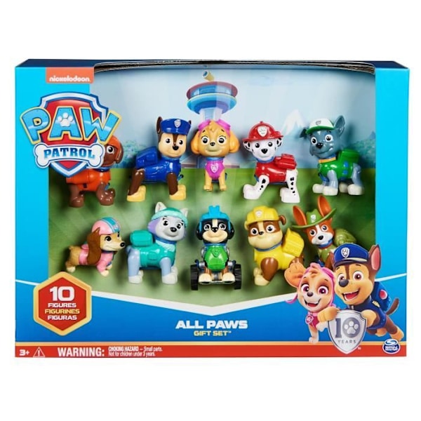 Box med 10 Paw Patrol 10-årsfigurer - PAW PATROL Flerfärgad