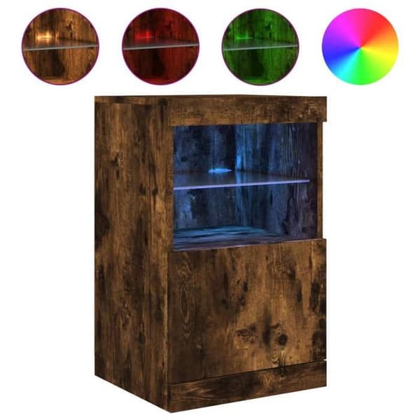 vidaXL Buffé med LED-lampor ek rökt 41x37x67 cm 836683