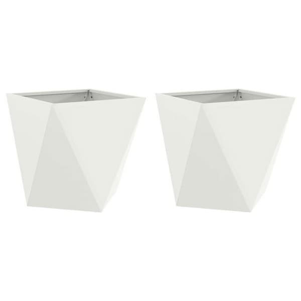 Jardinière - VIDAXL - 40 x 40 x 40 cm - Stål - Vit - Pack 2 Vit