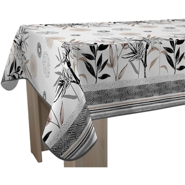 Bordduk - LE LINGE DE JULES - Stevia - Fläckavvisande - 100% polyester - Rektangulär 150 x 300 cm Svart, beige, grå, ecru