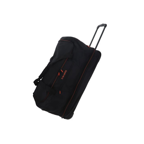 Åkpåse - Travelite - Basics Wheeled Duffle 70 - Svart - 100% polyester - Stort format svart, orange