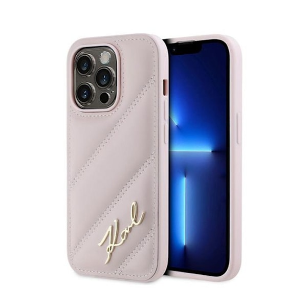 TelefonkÅ‘ra - Karl Lagerfeld - Diagonal Quillted Script - Rosa - Mjuk - Ekologiskt lÄder Rosa