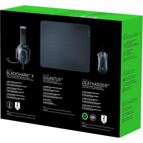 Razer Battle Bundle – DeathAdder V2 + BlackShark V2 X + Gigantus V2 M, Svart