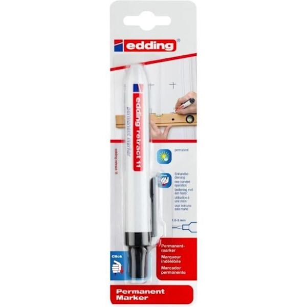 Permanent pen - EDDING - 9000001 - Retractable - Bullet tip - Opaque ink Svart