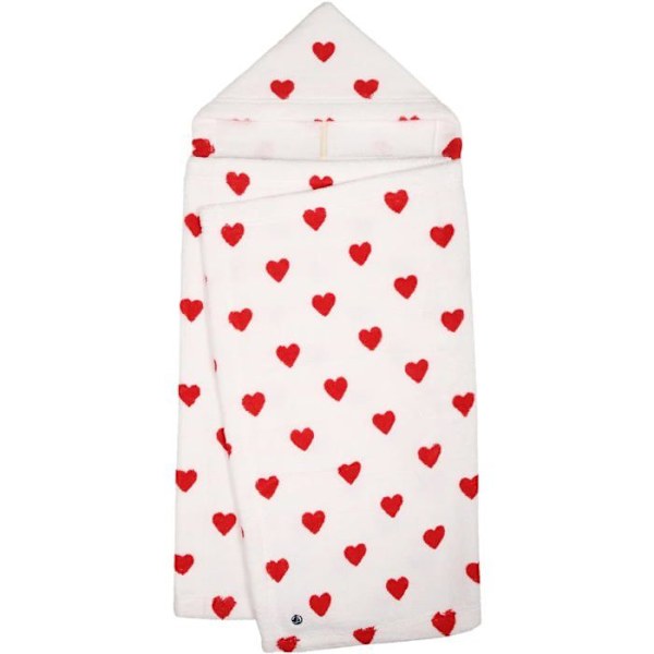 Badrand - badponcho Petit Bateau - A08SI - Unisex Badcape för Baby, Marshmallow/Terkuit Röd Storlek unik