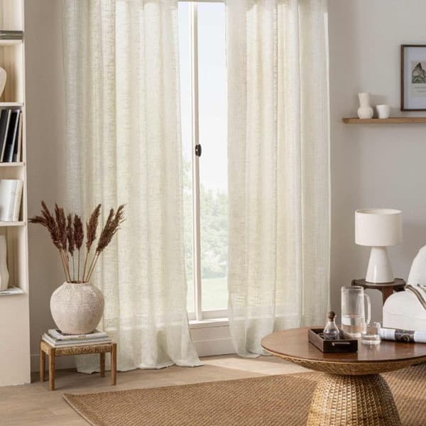 DOUCEUR D'INTÉRIEUR Gardin NEMO 140 x 260 cm linneeffekt beige med öljett Linné