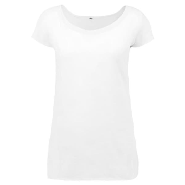 Bygg Ditt Varumärke Dam Wideneck T-shirt, Vit, L Vit jag
