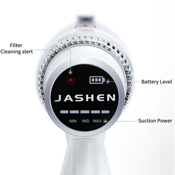 JASHEN S16E - Sladdlös stickdammsugare - 350 W - 2 i 1 Smart Floor Head - 40 min autonomi - Dubbel väggladdning