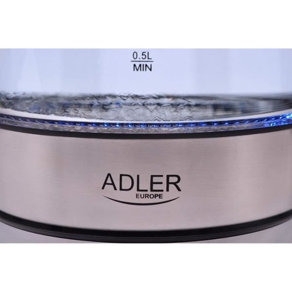 Adler AD 1246 - SWITCH KVM - vattenkokare, 2200 W, 1,8 liter, Schwarz/Silber/Transparent
