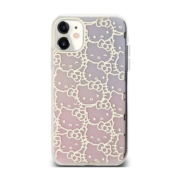 Mobilskal - Hello Kitty - iPhone 11 - IML Gradient Electrop - Kitty Head - Stötskydd Rosa