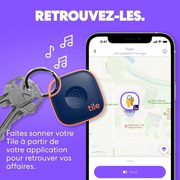 Tracker Bluetooth Tile av Life360 Mate (2024) - Nyckeldetektor och objektlokalisator, Set av 4 (Svart)