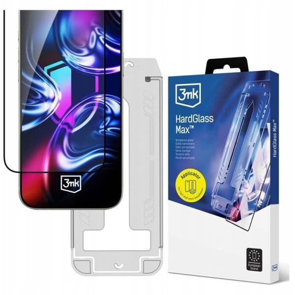 Härdat glas - 3MK - HardGlass Max - med applicator - Kompatibel med iPhone 16 Plus/15 Plus - Vit