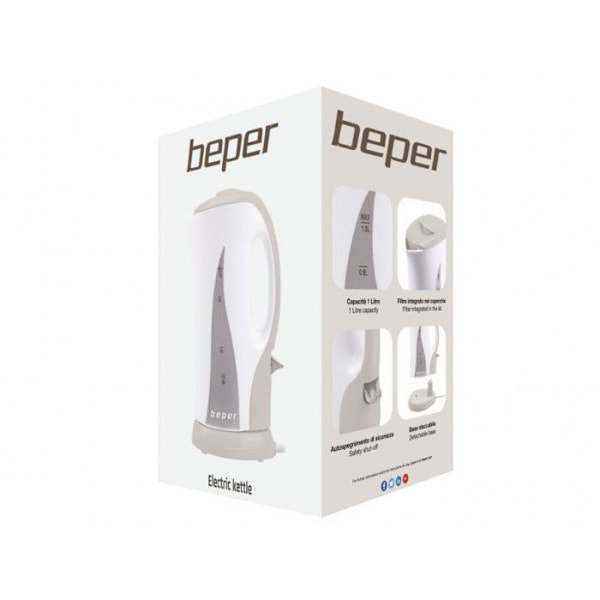 Vattenkokare - Beper - 92021 - 1 liter - 1100 W - Trådlös Vit