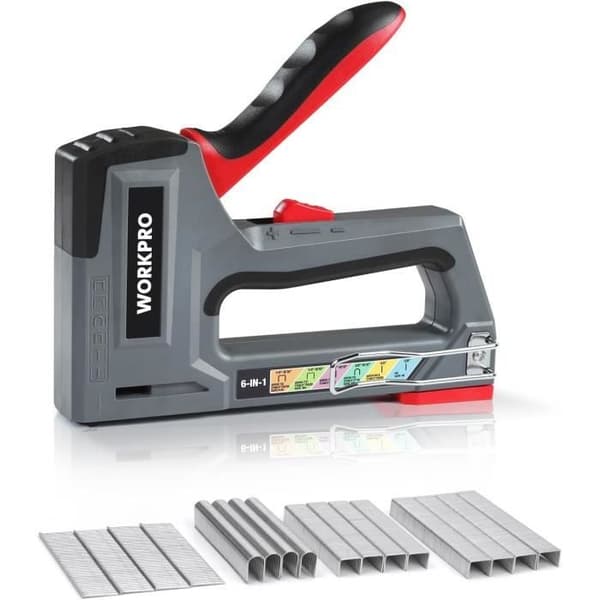 WORKPRO Multifunktionell Väggstapler 6 i 1 med 4000 Häftstift