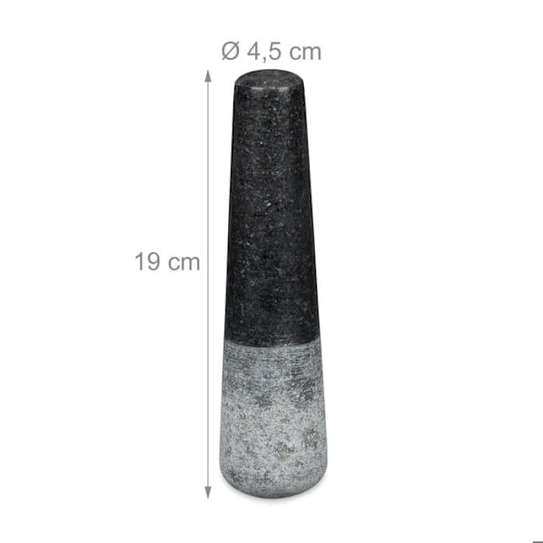 Relaxdays Mortel i granit med stöt, robust, för kryddor, örter, mortel i polerad sten, d. 13 cm, 500 ml, grå svart