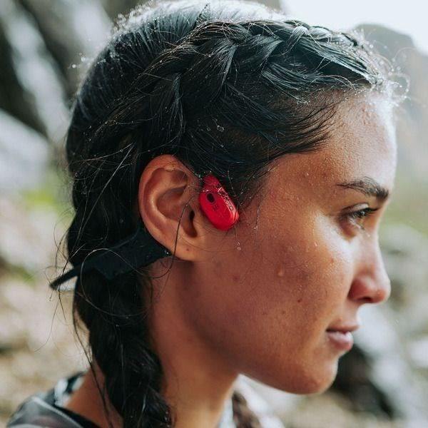 Trådlösa sporthörlurar - SUUNTO Wing - Benledning - Powerbank ingår - Röd röd och svart