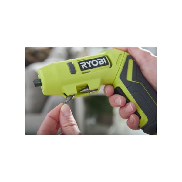 Skruvdragare 4V - RYOBI - RSDP4-120G - 5 Nm - 1 hastighet - LED - Snabbt vrid - USB-C - Batteri 2,0 Ah - 2 bitar Grön / Träkol