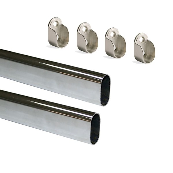 Rails för skåp - Emuca - Paket med 2 - 30x15mm - Stål och Zamak - Förkromad 0,95m Krom