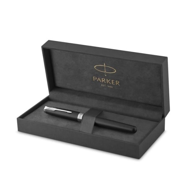 PARKER Sonnet Matte Black Rollerball Pen, Palladium Trim, Black Fine Point Refill – presentförpackning