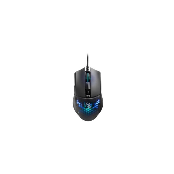 A4Tech Bloody L65 MAX RGB Honeycomb optisk spelmus max. 12000 DPI USB RGB bakgrundsbelysning 2000 Hz Ultrapolling 9 knappar svart