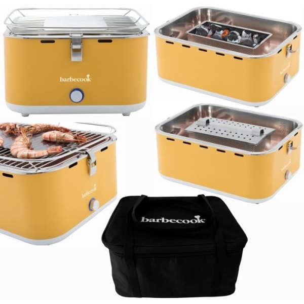 GRILLKOK Carlo bord kolgrill - Rostfritt stål - 38,5x28,5 cm Gul och aluminium