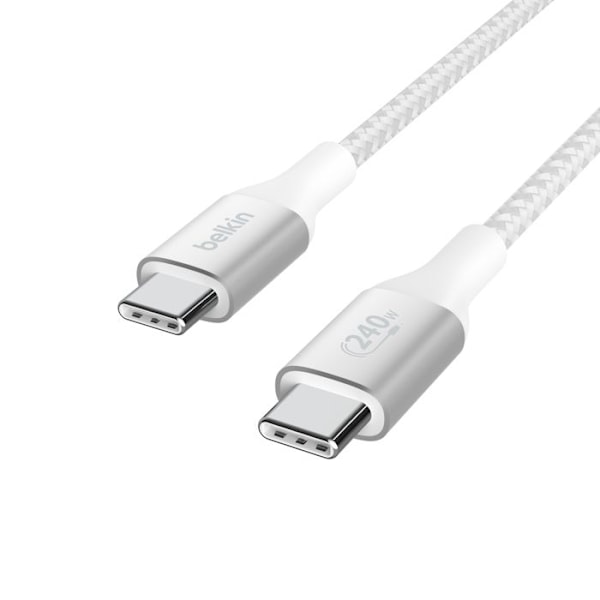 USB-C laddningskabel - BELKIN - 1 m - förstärkt - flätad skena - vit Vit