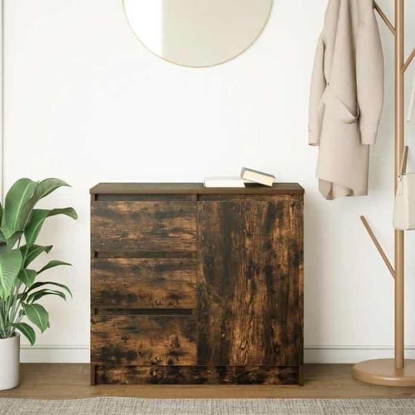 vidaXL Buffé med låda rökt ek 71x35x65 cm ingenjörsträ, förvaringsmöbel, buffé, hallmöbel, möbel 861575