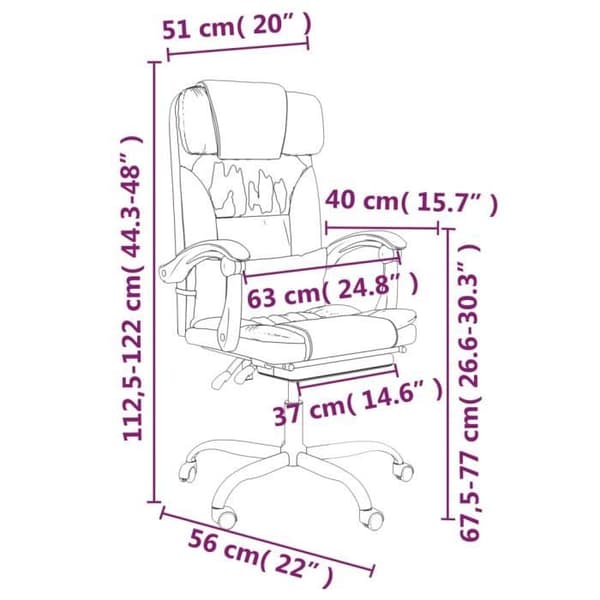 349735 vidaXL Office Recliner Fåtölj Grå konstläder