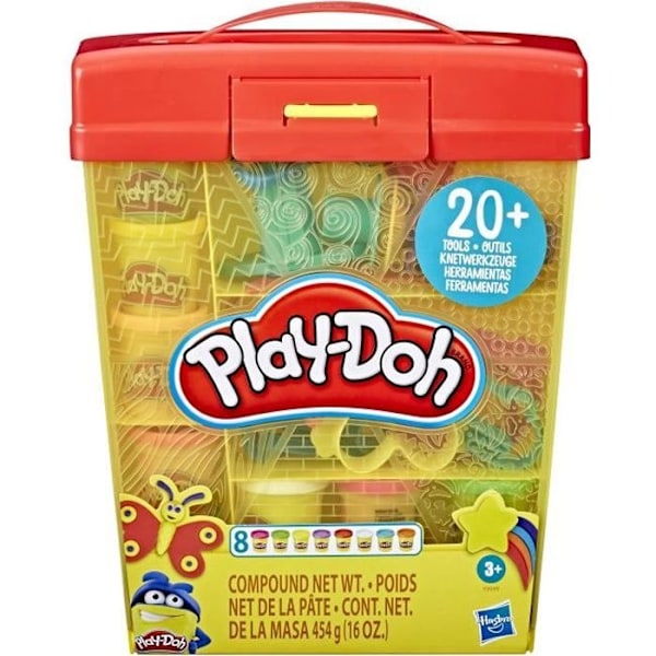 Play-Doh Super tillbehörsbox med 8 burkar modellera, utbildningsspel för barn från 3 år och äldre Super Box