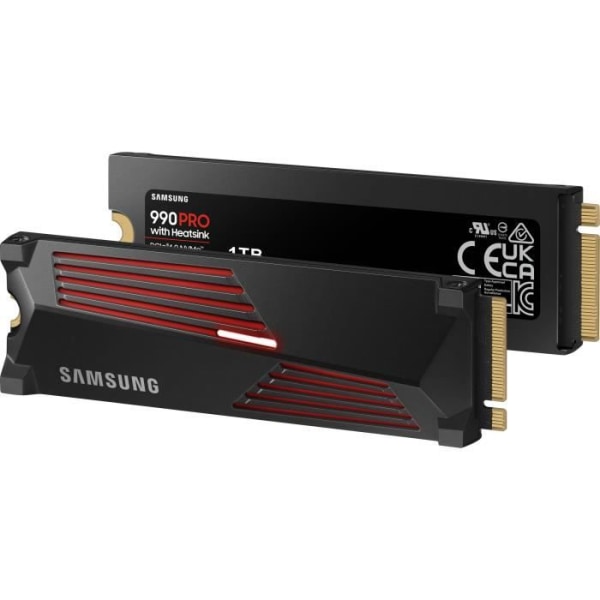SAMSUNG - 990 PRO - Intern SSD - 1 TB - Med kylfläns - PCIe 4.0 - NVMe 2.0 - M2 2280 - Upp till 7450 MB/s (MZ-V9P1T0GW)