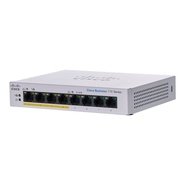Switch - Cisco - CBS110-8PP-D - 8 portar - PoE - Desktop - Ohanterad