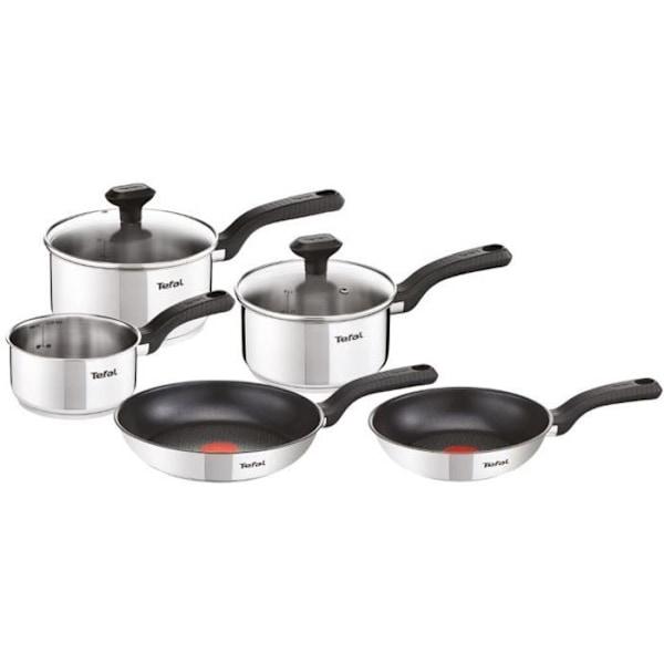 TEFAL C972S544 Comfort Max 7-delat kokkärlsset - Alla värmekällor inklusive induktion - Fasta handtag - Rostfritt stål Grå