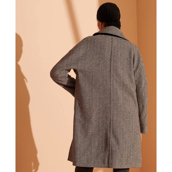 Kappa - peacoat - överrock Superdry - W5010288A - Koben Coat Damjacka Fiskbensmonokrom XS