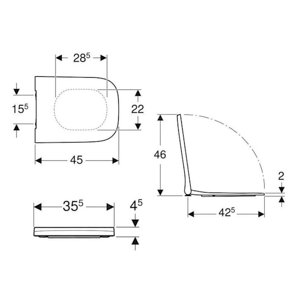 Geberit Smyle Square Toalettlock, vitt 500.238.01.1