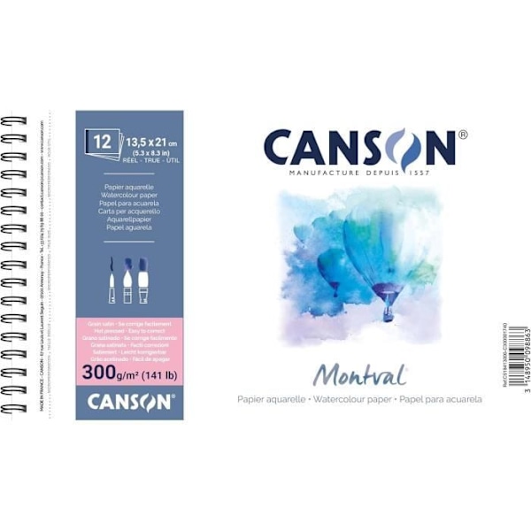 Ritpappersalbum - CANSON - Montval - 135 x 210 mm - 300 g/m2 - 12 mikroperforerade ark