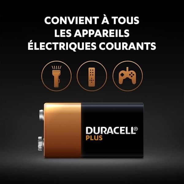 Duracell Plus 9V alkaliska batterier, 6LR61 MN1604, 2 st