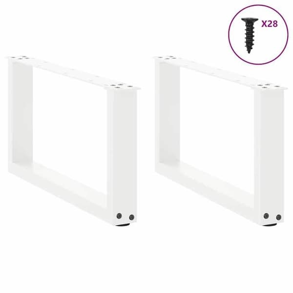 vidaXL U-formade soffbordsben 2 delar Vit 70 x (30-31) cm Stål 4013145