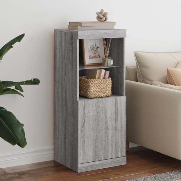 vidaXL Buffé med LED-ljus sonoma grå 41x37x100 cm 836691