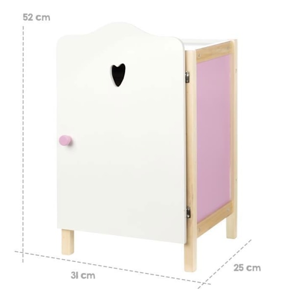 Scarlett Dockgarderob - ROBA - Förvaring för dockkläder och accessoarer - Vitt trä / Rosa Vit / Lila / Naturlig