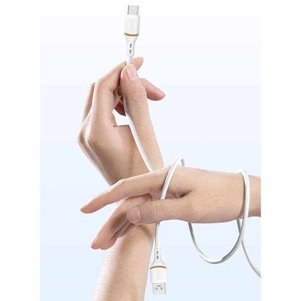 Siliconekabel USB-A - USB-C 5A 1m - vit
