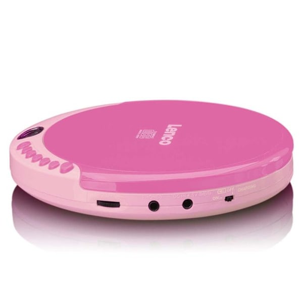 Bärbar CD-spelare - Lenco - CD-011 - Rosa - Hörlurar ingår - Uppladdningsbar via Micro USB Rosa